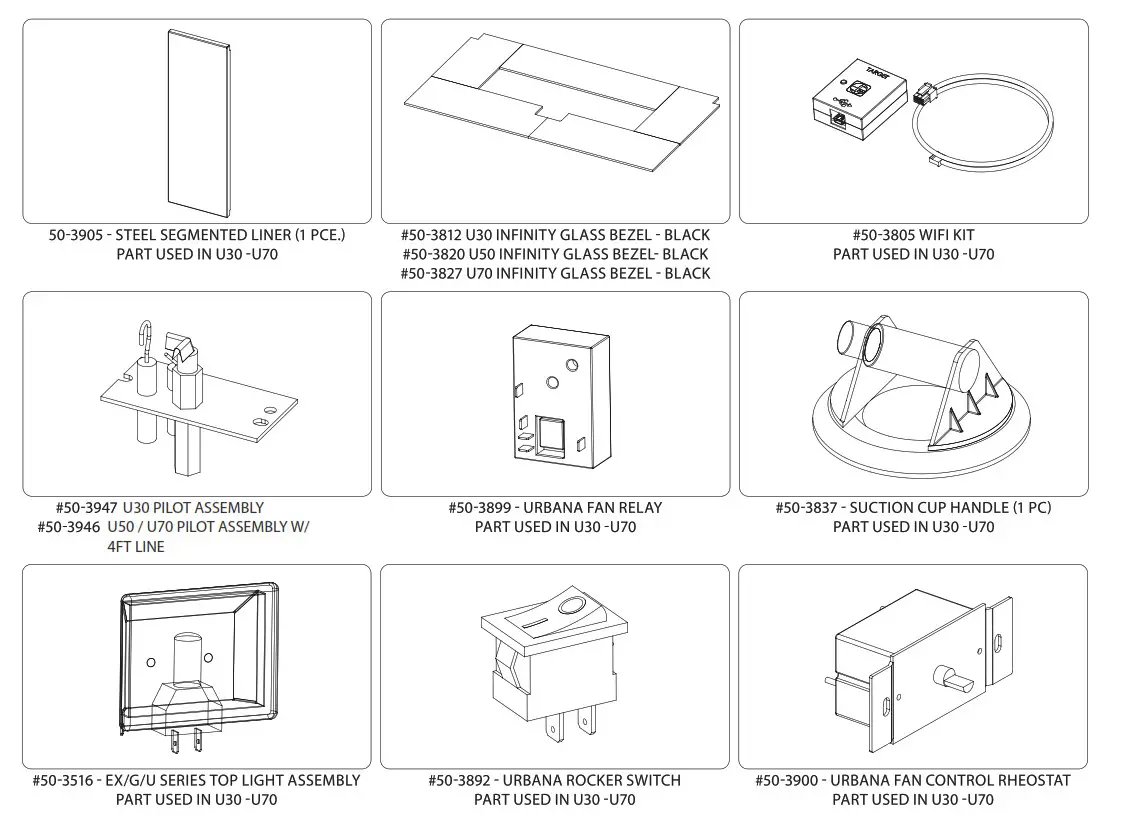 Urbana U30-U50-U70 Luxury Gas Fireplace - Parts List 2