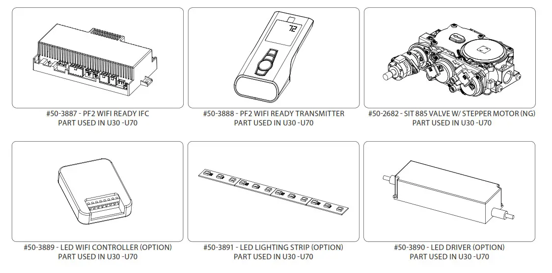 Urbana U30-U50-U70 Luxury Gas Fireplace - Parts List 4