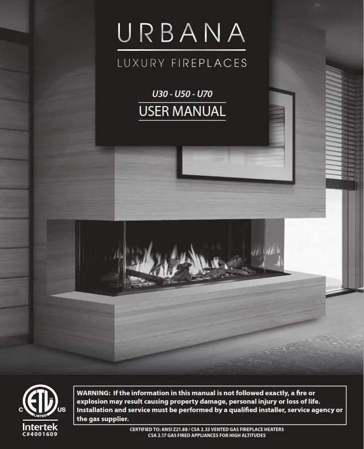 Urbana U30-U50-U70 Luxury Gas Fireplace