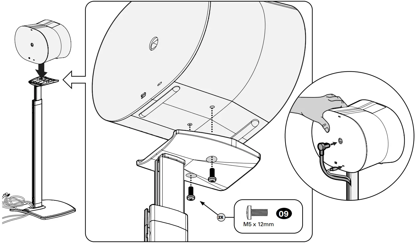 SANUS WSSE3A1 Height Adjustable Speaker Stand C6