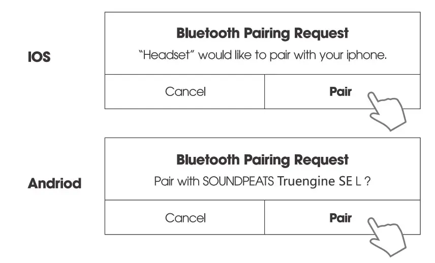 Soundpeats Truengine SE True Wireless Earbuds - Bluetooth Pairing Request