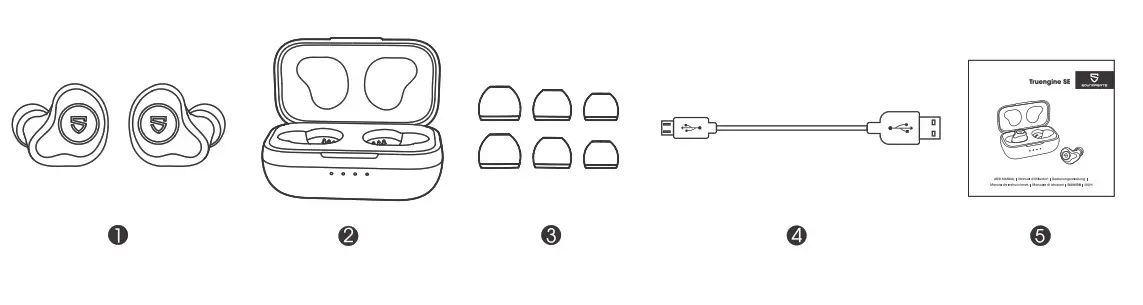 Soundpeats Truengine SE True Wireless Earbuds - package content