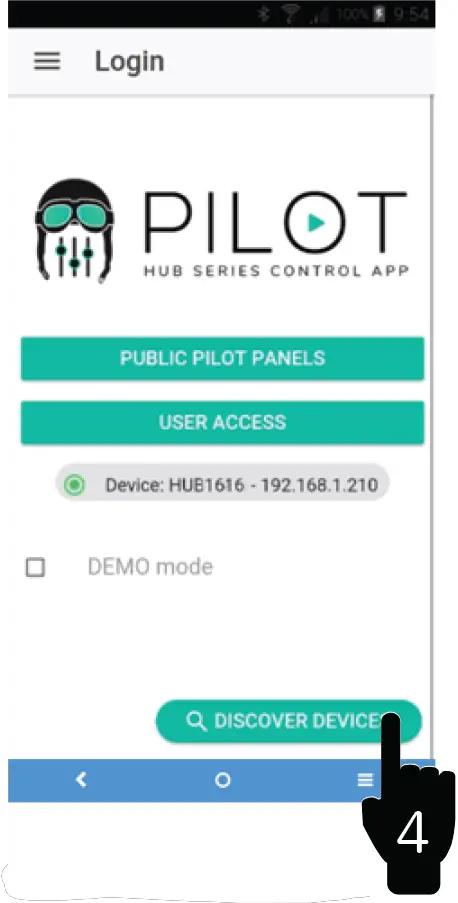 Power ON the HUB and link with pilot 02