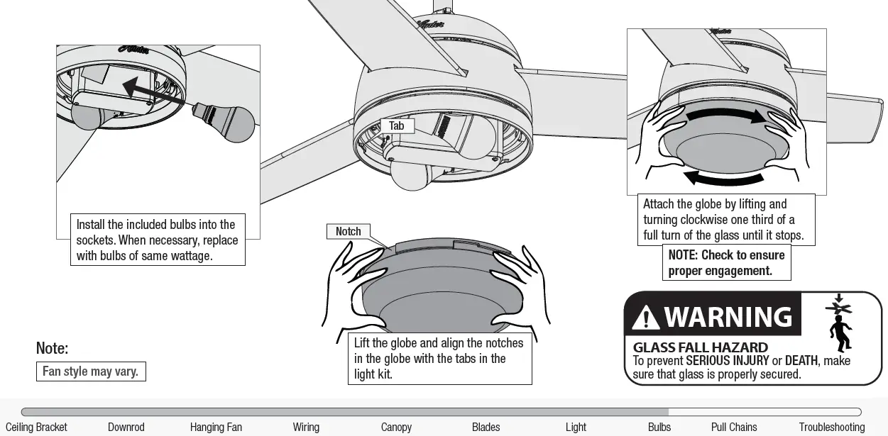 Installing the Bulbs and Glass
