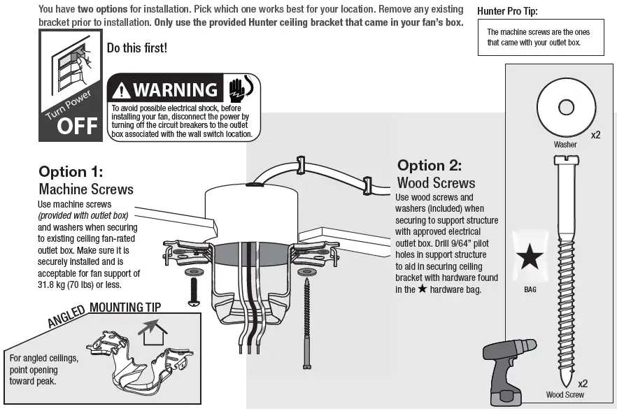 Installing the Ceiling Bracket