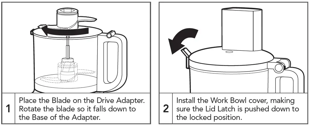 INSTALLING THE MULTIPURPOSE BLADE OR DOUGH BLADE
