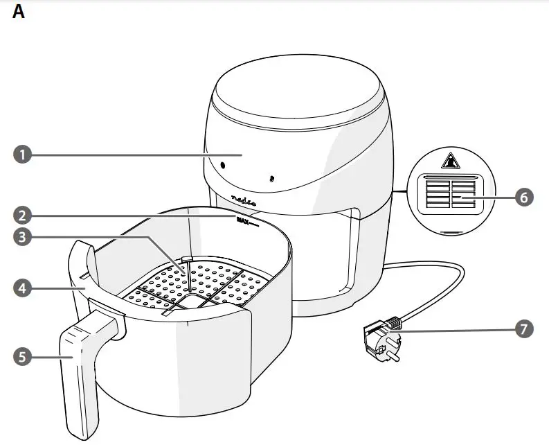 nedis Digital Hot Air Fryer KAAF240EBK - overview