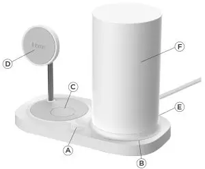 iHome 2IHQI0966 LED Lamp + Magnetic Wireless-Charging Stationk