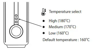 BaByliss 9000 Cordless Hot Brush- temperature setting
