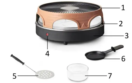 emerio 21857 Pizza Oven and Raclette- PARTS DESCRIPTION