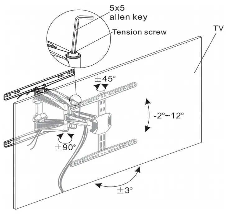 kogan Full Motion Wall Mount - Cable routing access points