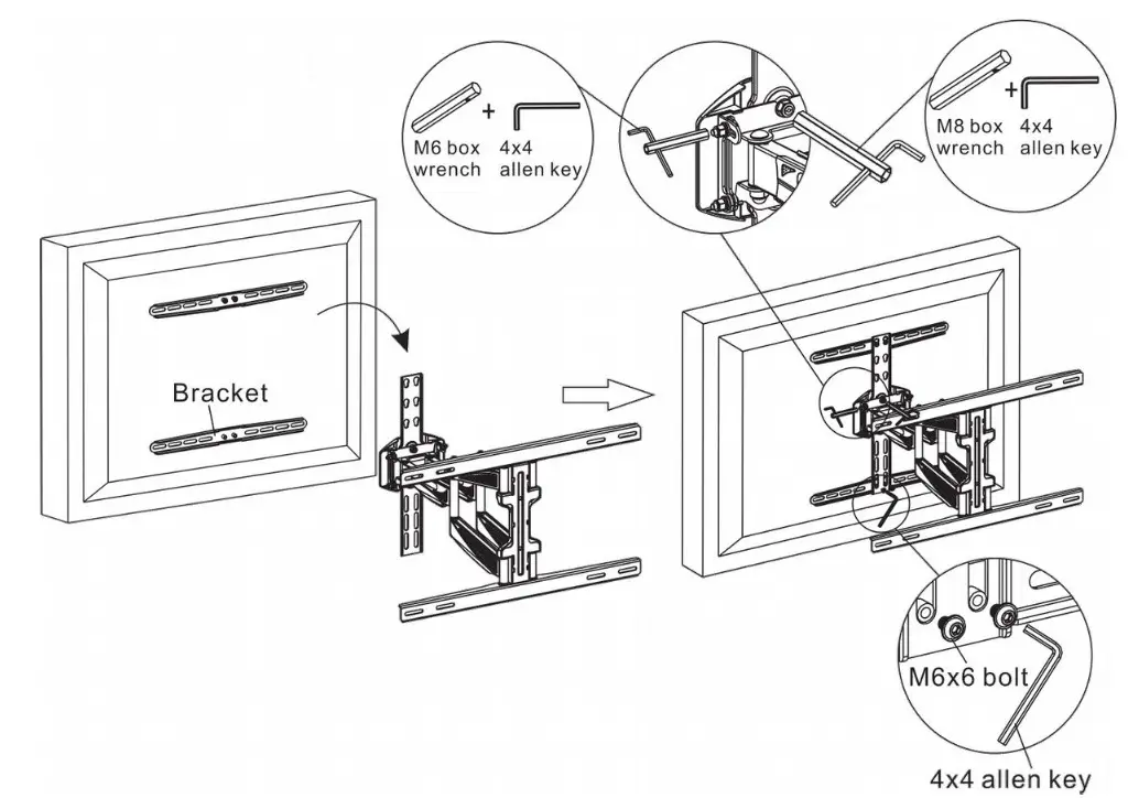 kogan Full Motion Wall Mount - Hanging the TV noto the wall plate