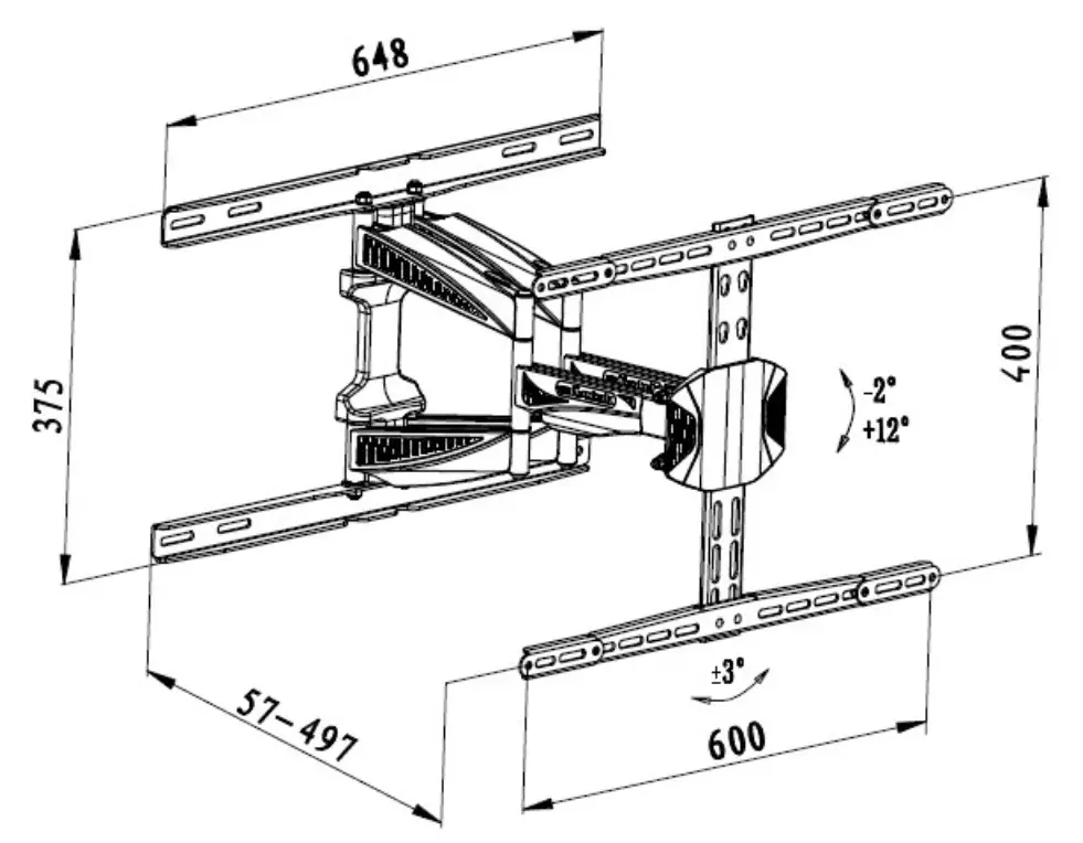 kogan Full Motion Wall Mount - Product diagram