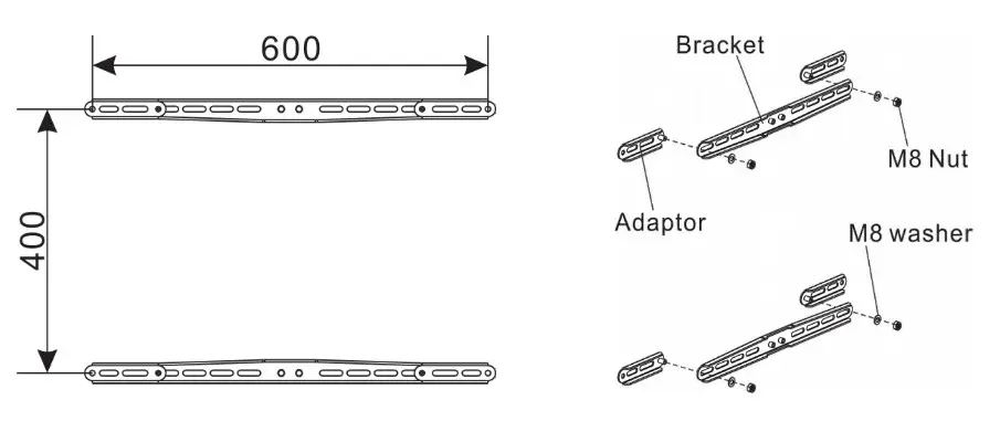 kogan Full Motion Wall Mount - TV hole pattern