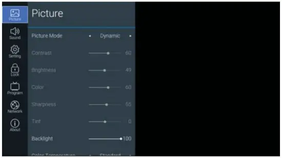 RCA RNSM4003 B 40 Inch HD Smart TV - Main Menu