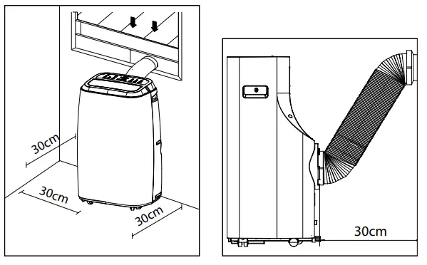 TOMADO TMA1201W Mobile Air Conditioner - PLACEMENT OF THE AIR CONDITIONER