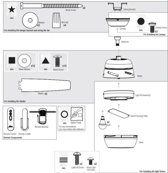 Hunter 51340 Matte Black Tarrant Ceiling Fan - fig2