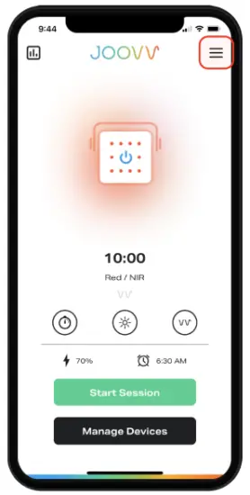 JOOVV Light Therapy Mobile App - software