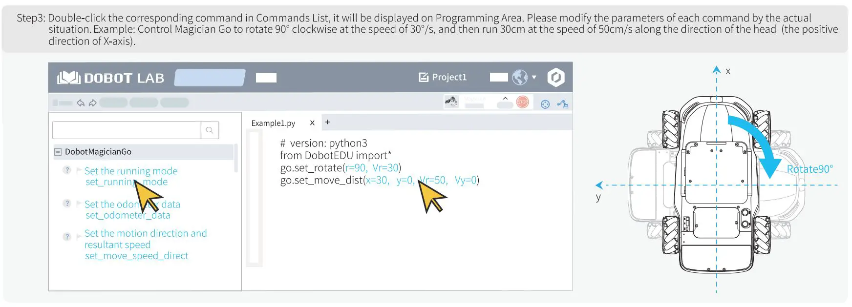 DOBOT Magician Go Desktop Robot User Guide - Double click the corresponding command in commands list