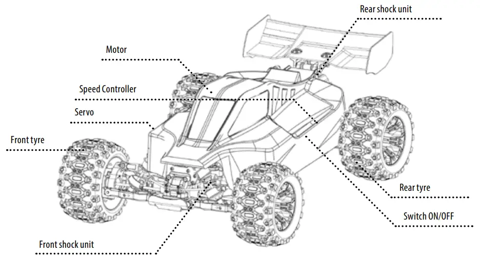 CARSON 500409063 2.4 GHz 1 8 4S Brushless King of Dirt Buggy - CHASSIS
