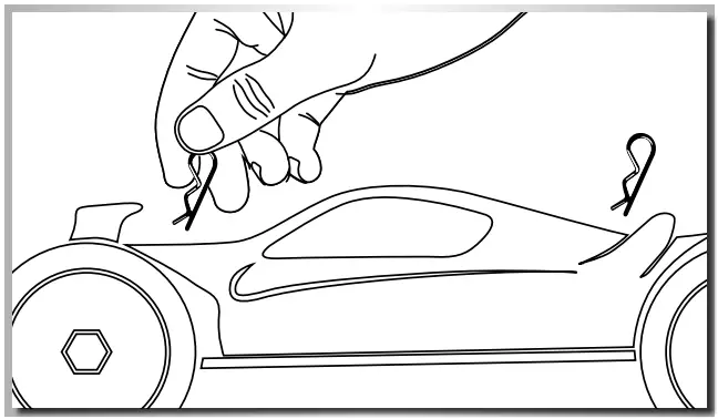 CARSON 500409063 2.4 GHz 1 8 4S Brushless King of Dirt Buggy - Remove hook pin