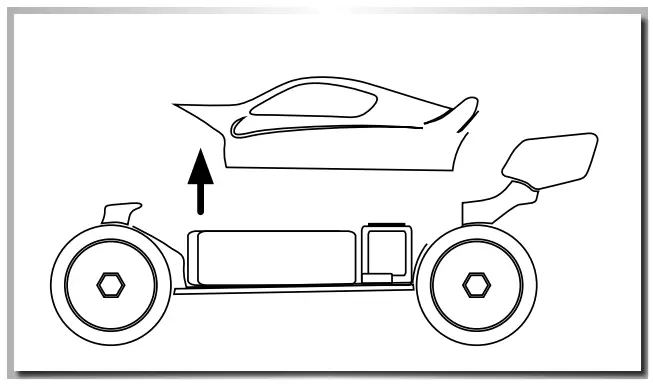 CARSON 500409063 2.4 GHz 1 8 4S Brushless King of Dirt Buggy - Remove the body