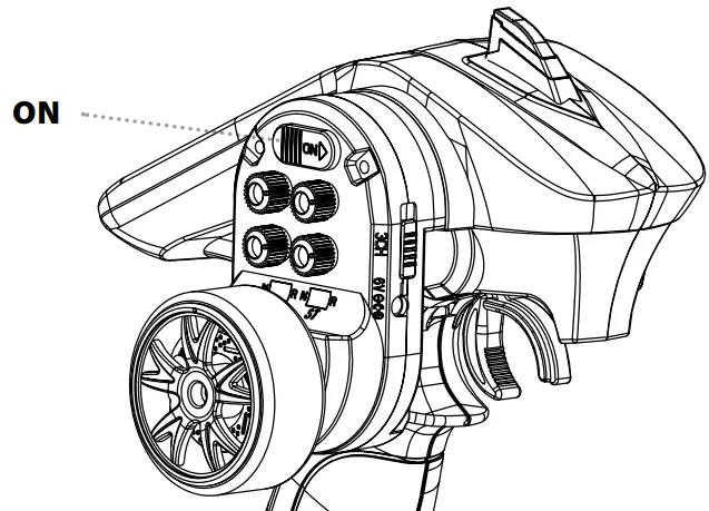 CARSON 500409063 2.4 GHz 1 8 4S Brushless King of Dirt Buggy - TURN ON THE RC SYSTEM