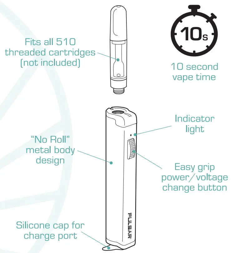 PULSAR Vaporizers 510 Clutch Compatible Variable Voltage Battery 1