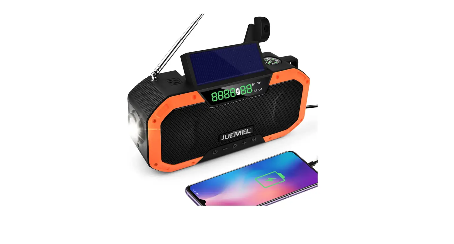 Emergency Noaa Weather Radio 5000mah Bluetooth Speaker Waterproof,juemel Solar Hand Crank Am/fm Radio-complete Features/user Guide