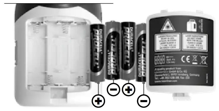 Laserliner SmartLine Laser G360 Multi Line laser Self Levelling - Inserting batteries