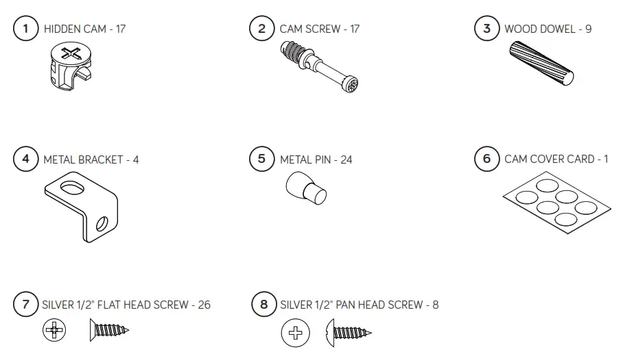 Teknik 5421405 Open Storage Cabinet - Hardware Identiﬁ cation