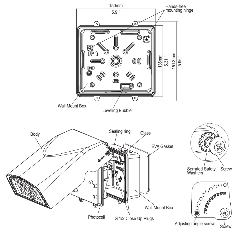 WAREHOUSE-LIGHTING COM WL MAWP WareLight Mini Adjustable Wall Pack - fig 3