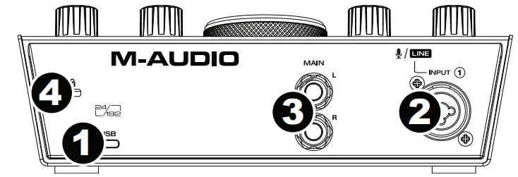 AIR 192-4 2 Inch 2-Out USB Audio Interface  Rear Panel