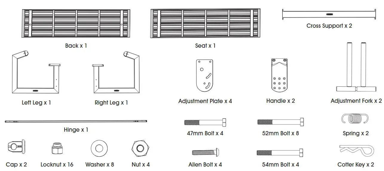 ULINE H-5947 Convertible Bench Installation Guide - PARTS