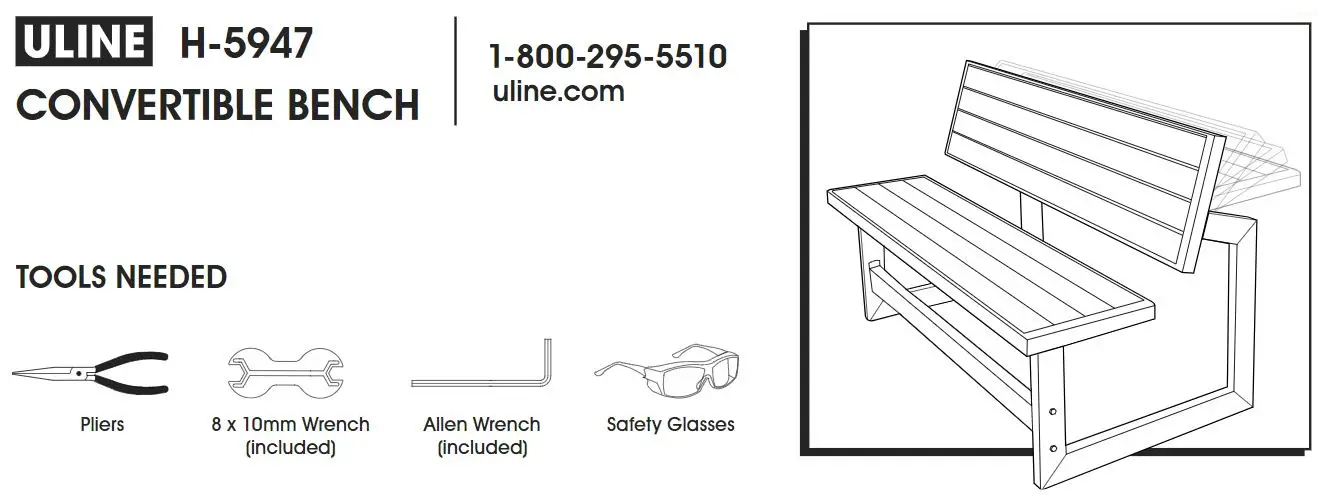 ULINE H-5947 Convertible Bench Installation Guide