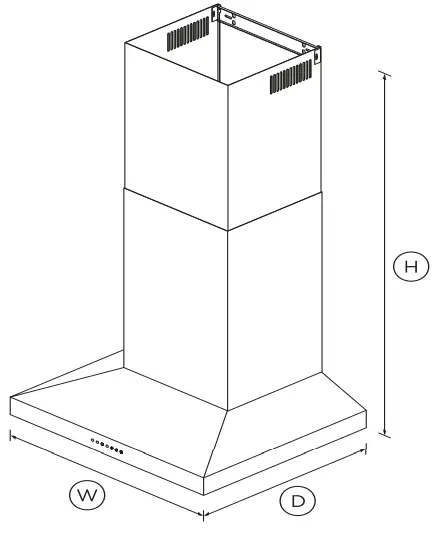 FISHER PAYKEL HC60PLX4 Wall Rangehood - DIMENSIONS