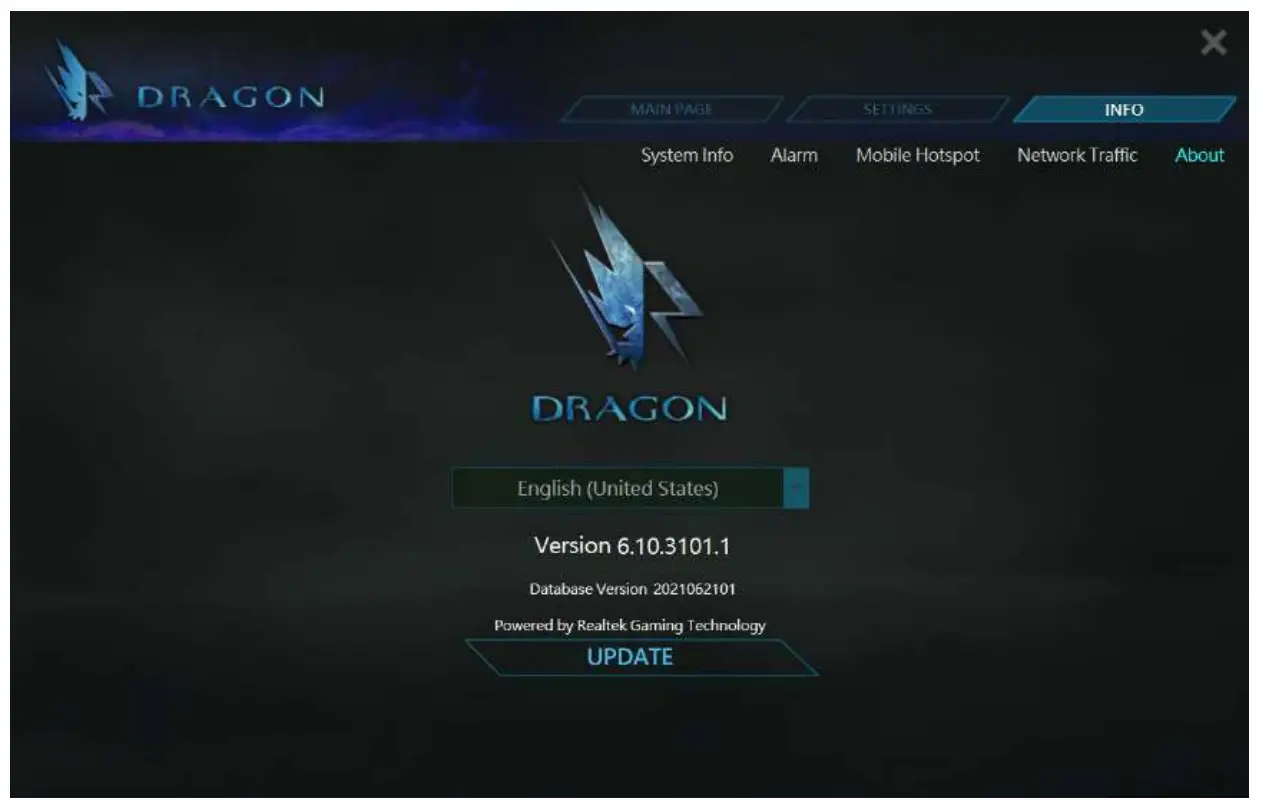 Intelligent Bandwidth Control Software Info Tab