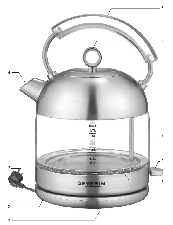 SEVERIN WK 3454, WK 3459 Tea and Water Kettle 1