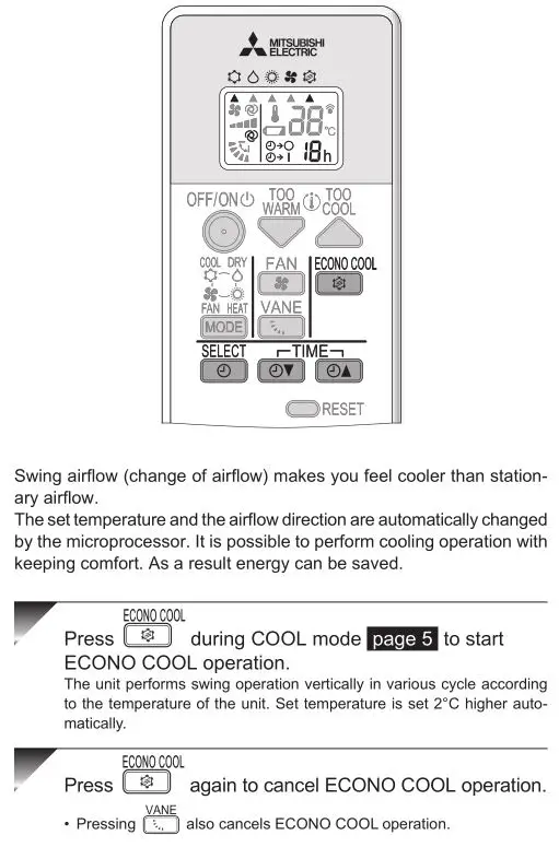 Mitsubishi Spilt-Type Air Conditioners - ECONO COOL OPERATION