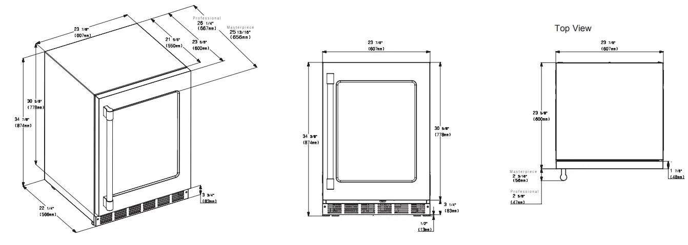 Thermador T24UR915RS Under Counter Glass Door Refrigerator with Masterpiece Series Handle - Counter