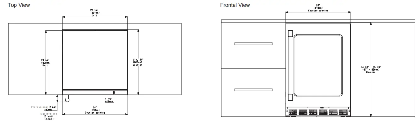 Thermador T24UR915RS Under Counter Glass Door Refrigerator with Masterpiece Series Handle - Counter1