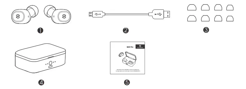 Soundpeats Q32 Pro True Wireless Earbuds - Package Content