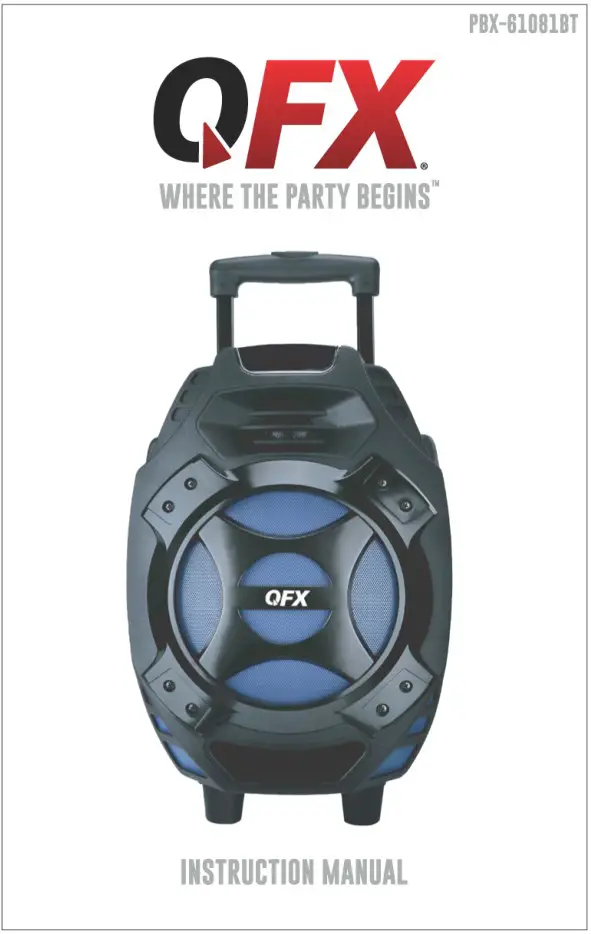 QFX Portable Bluetooth Speaker PBX-61081BT Instruction Manual