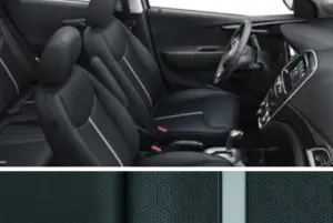 Fabric Jet Black Leatherette with Dark Anderson Silver Accent Stripe and Accent Trim