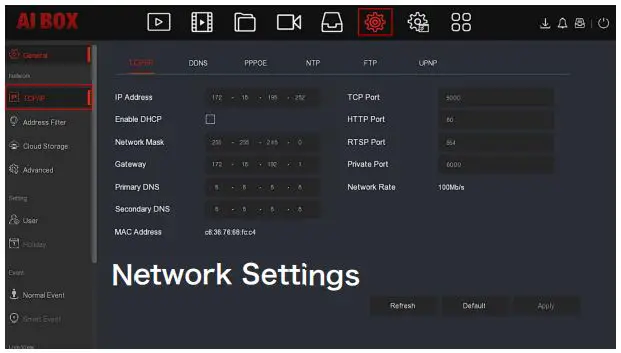 HEROSPEED 6306000422 AI BOX User Guide - Network Settings
