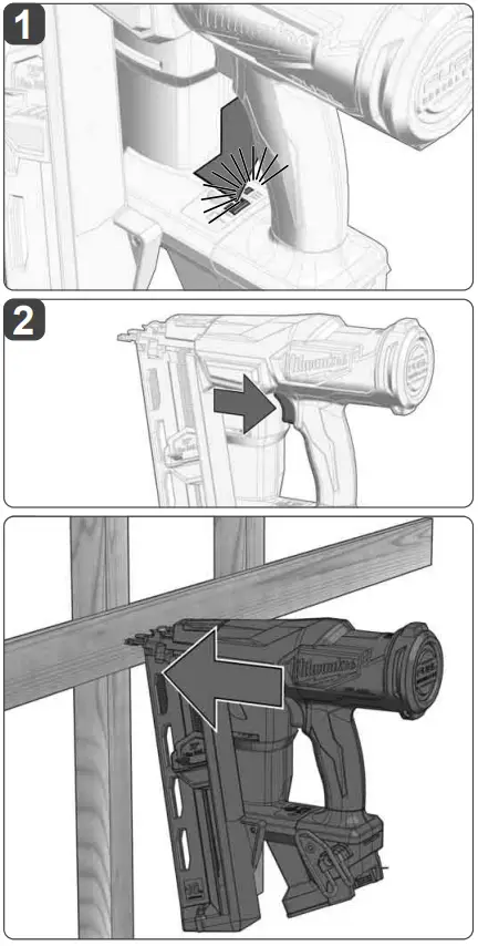 milwaukee M18 FN16GA 18V Cordless Nail Gun Instruction Manual - Contact (Bump) Actuation 2
