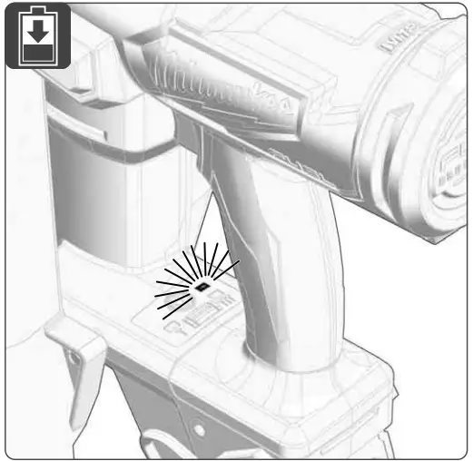 milwaukee M18 FN16GA 18V Cordless Nail Gun Instruction Manual - Low Battery LED