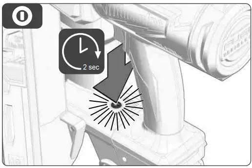 milwaukee M18 FN16GA 18V Cordless Nail Gun Instruction Manual - Press and hold the Power
