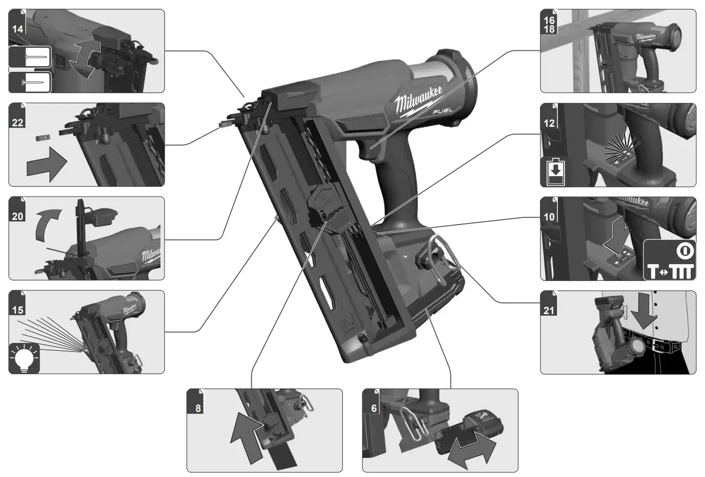 milwaukee M18 FN16GA 18V Cordless Nail Gun Instruction Manual - Product Overview