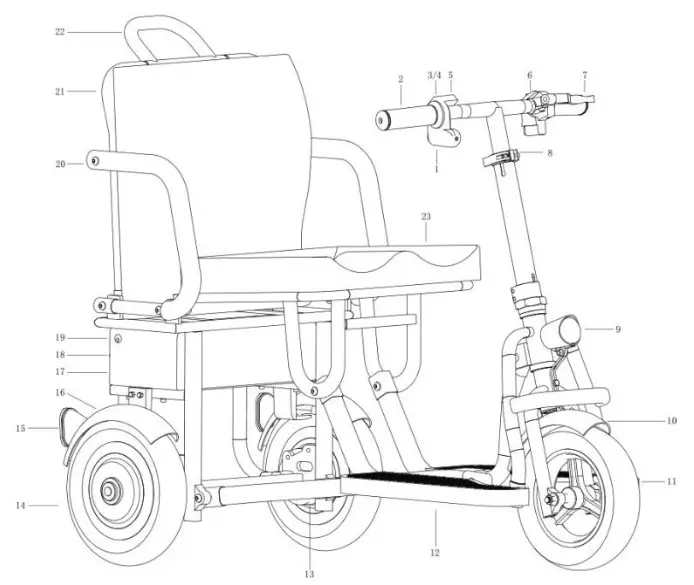 wheelchair DW FDB03 EzFold Scooter - fig